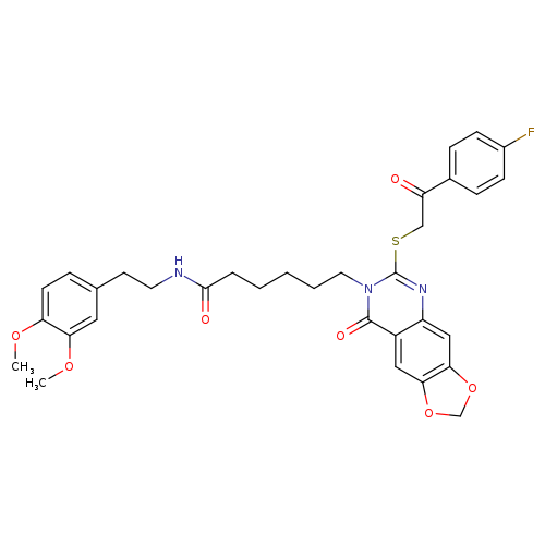 N-[2-(3,4-dimethoxyphenyl)ethyl]-6-(6-{[2-(4-fluorophenyl)-2-oxoethyl]sulfanyl}-8-oxo-2H,7H,8H-[1,3]dioxolo[4,5-g]quinazolin-7-yl)hexanamide
