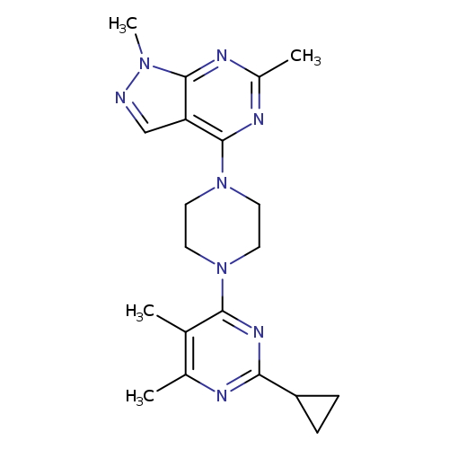 2-cyclopropyl-4-(4-{1,6-dimethyl-1H-pyrazolo[3,4-d]pyrimidin-4-yl}piperazin-1-yl)-5,6-dimethylpyrimidine