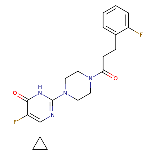 6-cyclopropyl-5-fluoro-2-{4-[3-(2-fluorophenyl)propanoyl]piperazin-1-yl}-3,4-dihydropyrimidin-4-one