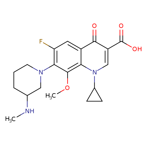 3-Quinolinecarboxylic acid, 1-cyclopropyl-6-fluoro-1,4-dihydro-8-methoxy-7-[3-(methylamino)-1-piperidinyl]-4-oxo-