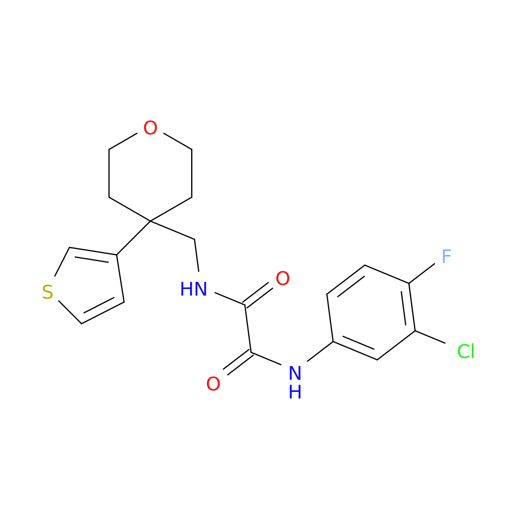N'-(3-chloro-4-fluorophenyl)-N-{[4-(thiophen-3-yl)oxan-4-yl]methyl}ethanediamide