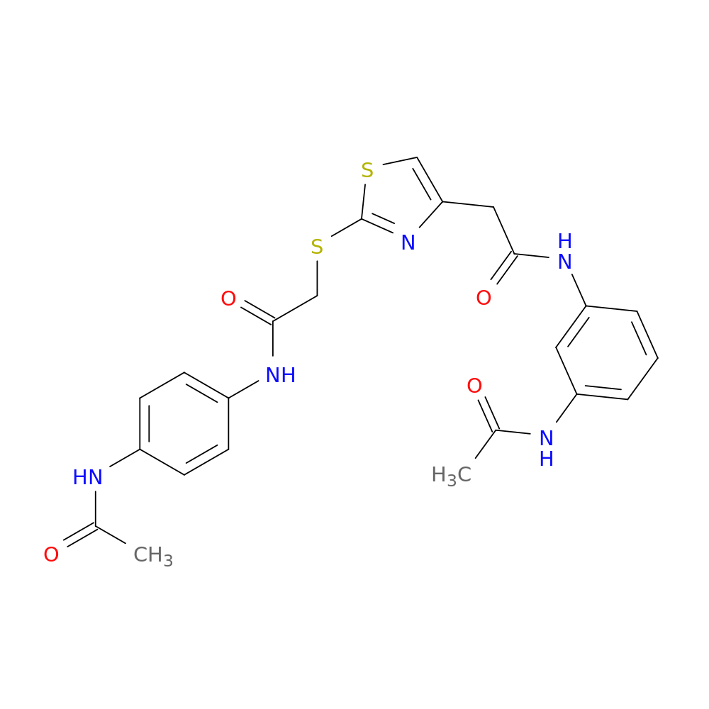 N-(4-acetamidophenyl)-2-[(4-{[(3-acetamidophenyl)carbamoyl]methyl}-1,3-thiazol-2-yl)sulfanyl]acetamide