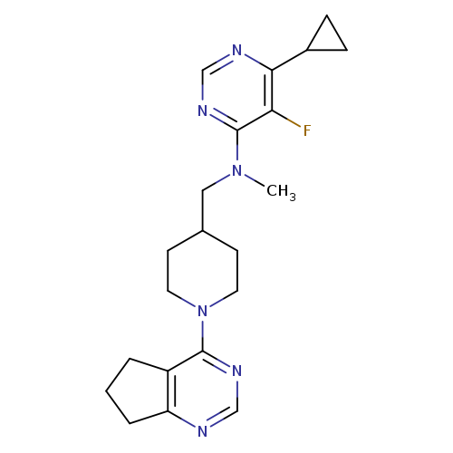 N-[(1-{5H,6H,7H-cyclopenta[d]pyrimidin-4-yl}piperidin-4-yl)methyl]-6-cyclopropyl-5-fluoro-N-methylpyrimidin-4-amine