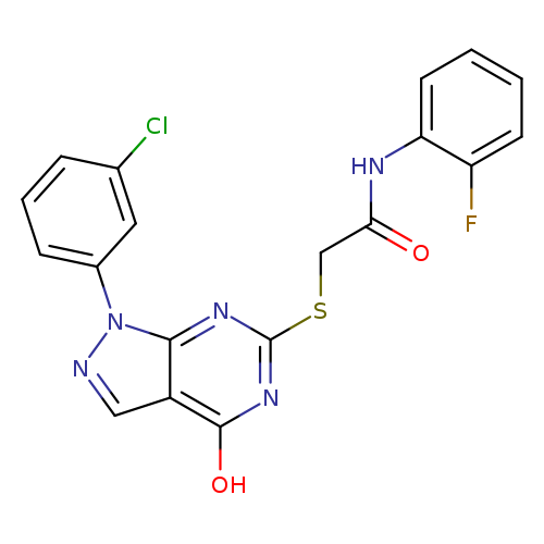 2-{[1-(3-chlorophenyl)-4-hydroxy-1H-pyrazolo[3,4-d]pyrimidin-6-yl]sulfanyl}-N-(2-fluorophenyl)acetamide