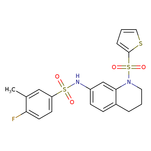 4-fluoro-3-methyl-N-[1-(thiophene-2-sulfonyl)-1,2,3,4-tetrahydroquinolin-7-yl]benzene-1-sulfonamide
