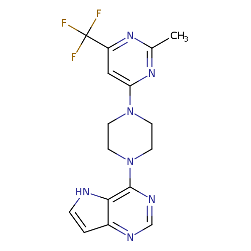2-methyl-4-(4-{5H-pyrrolo[3,2-d]pyrimidin-4-yl}piperazin-1-yl)-6-(trifluoromethyl)pyrimidine