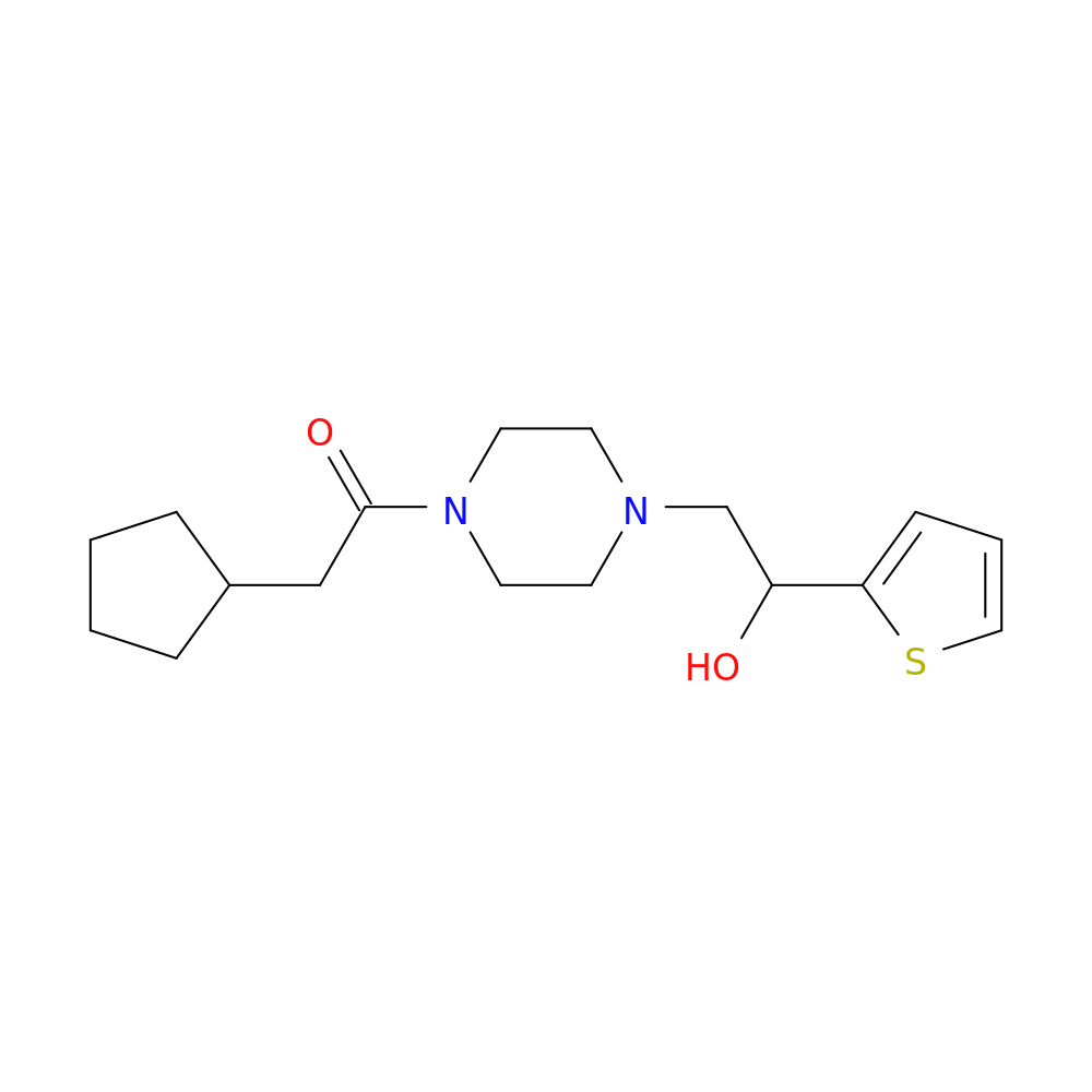 2-cyclopentyl-1-{4-[2-hydroxy-2-(thiophen-2-yl)ethyl]piperazin-1-yl}ethan-1-one