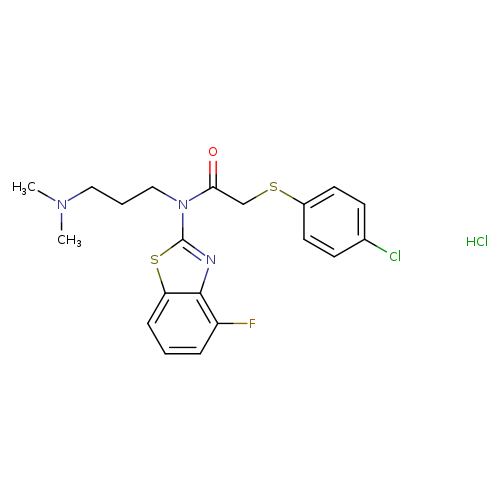 2-[(4-chlorophenyl)sulfanyl]-N-[3-(dimethylamino)propyl]-N-(4-fluoro-1,3-benzothiazol-2-yl)acetamide hydrochloride