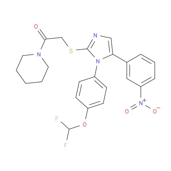 2-({1-[4-(difluoromethoxy)phenyl]-5-(3-nitrophenyl)-1H-imidazol-2-yl}sulfanyl)-1-(piperidin-1-yl)ethan-1-one