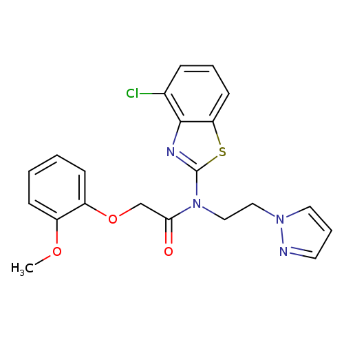 N-(4-chloro-1,3-benzothiazol-2-yl)-2-(2-methoxyphenoxy)-N-[2-(1H-pyrazol-1-yl)ethyl]acetamide
