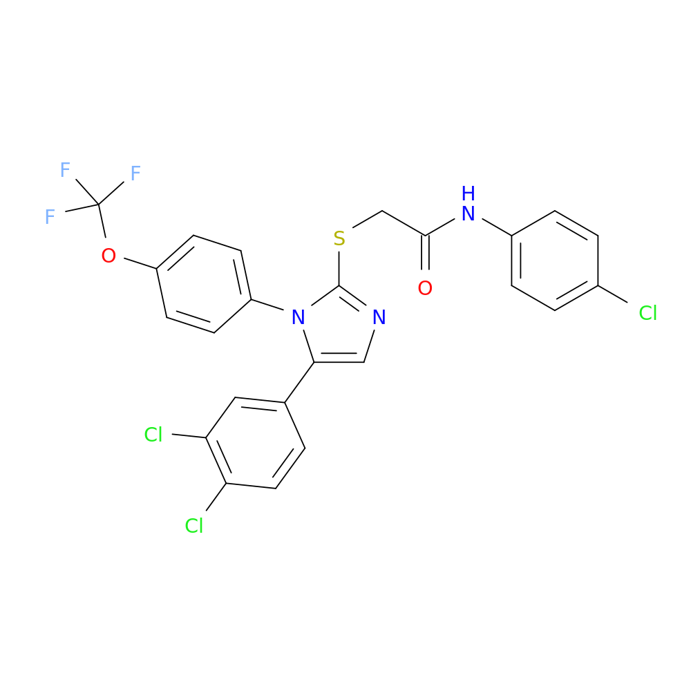 N-(4-chlorophenyl)-2-{[5-(3,4-dichlorophenyl)-1-[4-(trifluoromethoxy)phenyl]-1H-imidazol-2-yl]sulfanyl}acetamide