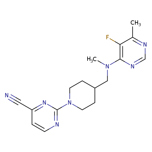 2-(4-{[(5-fluoro-6-methylpyrimidin-4-yl)(methyl)amino]methyl}piperidin-1-yl)pyrimidine-4-carbonitrile