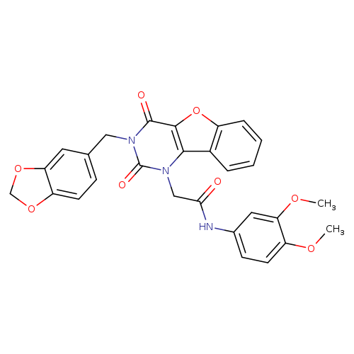 2-{5-[(2H-1,3-benzodioxol-5-yl)methyl]-4,6-dioxo-8-oxa-3,5-diazatricyclo[7.4.0.0^{2,7}]trideca-1(9),2(7),10,12-tetraen-3-yl}-N-(3,4-dimethoxyphenyl)acetamide