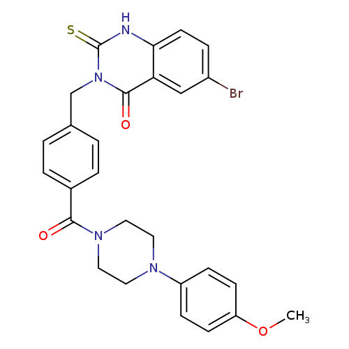 6-bromo-3-({4-[4-(4-methoxyphenyl)piperazine-1-carbonyl]phenyl}methyl)-2-sulfanylidene-1,2,3,4-tetrahydroquinazolin-4-one