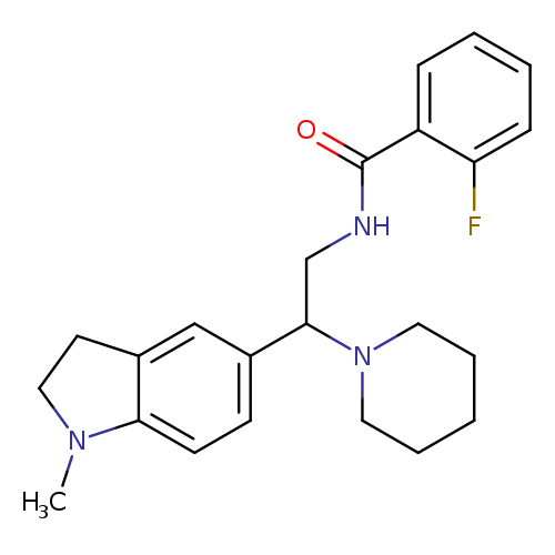 2-fluoro-N-[2-(1-methyl-2,3-dihydro-1H-indol-5-yl)-2-(piperidin-1-yl)ethyl]benzamide