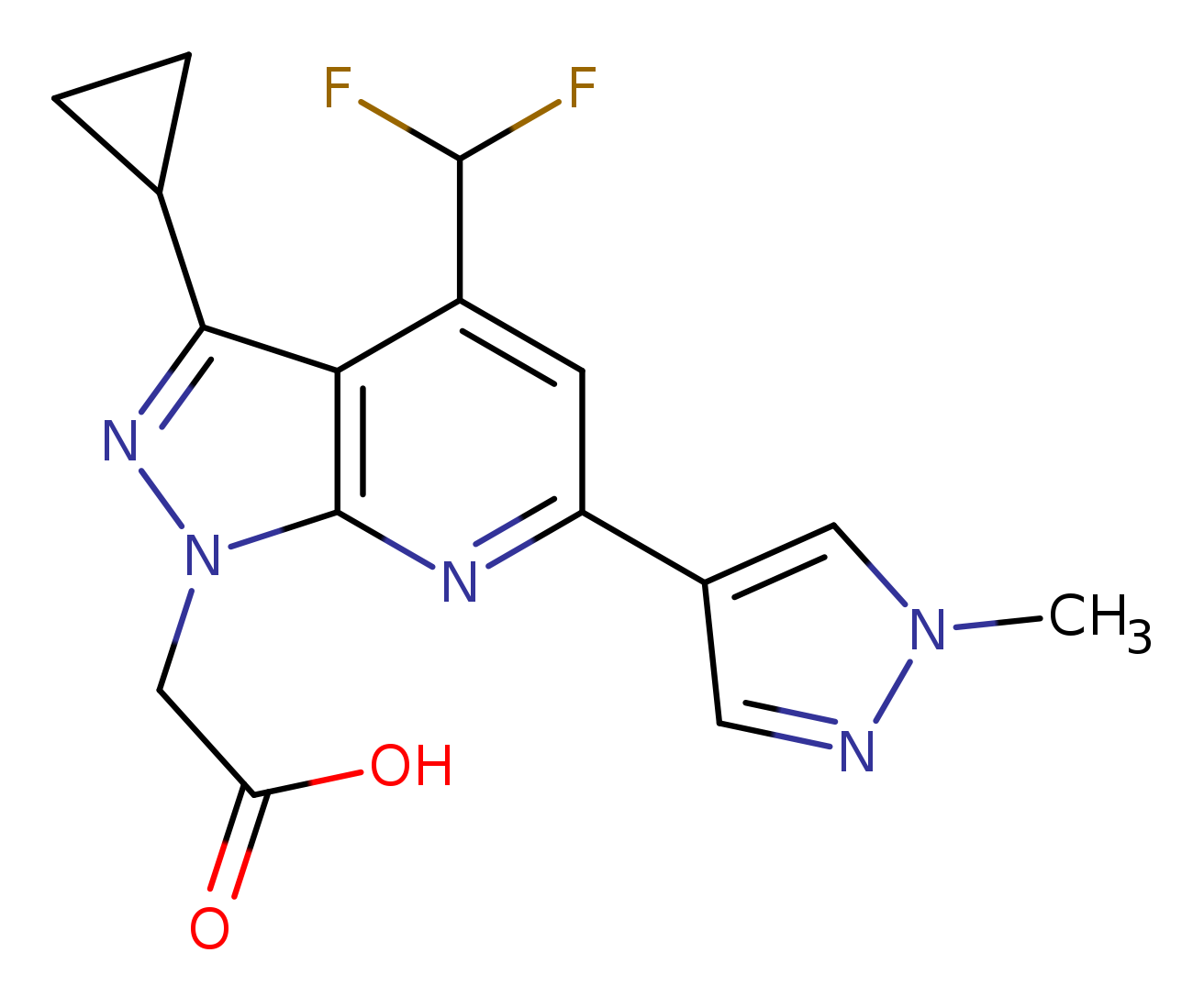 2-(3-Cyclopropyl-4-(difluoromethyl)-6-(1-methyl-1H-pyrazol-4-yl)-1H-pyrazolo[3,4-b]pyridin-1-yl)acetic acid