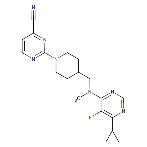 2-(4-{[(6-cyclopropyl-5-fluoropyrimidin-4-yl)(methyl)amino]methyl}piperidin-1-yl)pyrimidine-4-carbonitrile