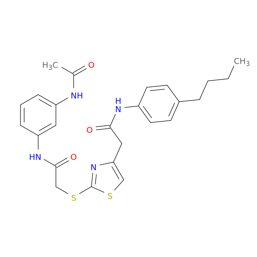2-[(4-{[(4-butylphenyl)carbamoyl]methyl}-1,3-thiazol-2-yl)sulfanyl]-N-(3-acetamidophenyl)acetamide
