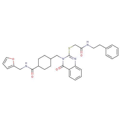 N-[(furan-2-yl)methyl]-4-{[4-oxo-2-({[(2-phenylethyl)carbamoyl]methyl}sulfanyl)-3,4-dihydroquinazolin-3-yl]methyl}cyclohexane-1-carboxamide