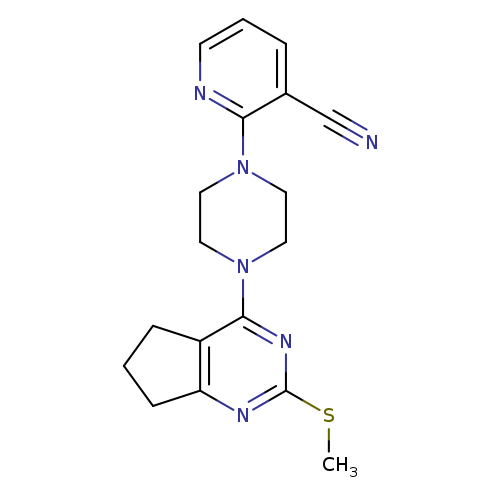 2-{4-[2-(methylsulfanyl)-5H,6H,7H-cyclopenta[d]pyrimidin-4-yl]piperazin-1-yl}pyridine-3-carbonitrile