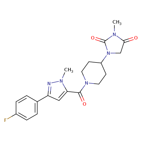 1-{1-[3-(4-fluorophenyl)-1-methyl-1H-pyrazole-5-carbonyl]piperidin-4-yl}-3-methylimidazolidine-2,4-dione
