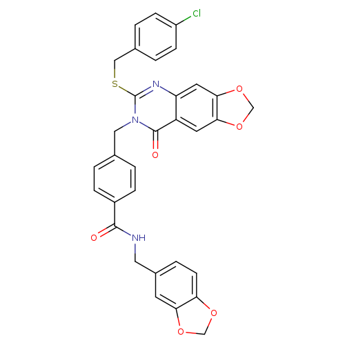 N-[(2H-1,3-benzodioxol-5-yl)methyl]-4-[(6-{[(4-chlorophenyl)methyl]sulfanyl}-8-oxo-2H,7H,8H-[1,3]dioxolo[4,5-g]quinazolin-7-yl)methyl]benzamide