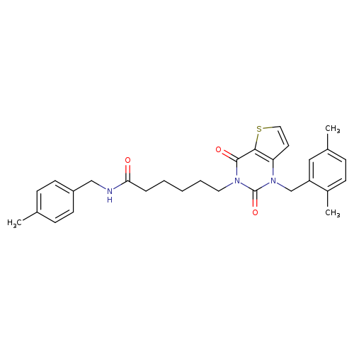 6-{1-[(2,5-dimethylphenyl)methyl]-2,4-dioxo-1H,2H,3H,4H-thieno[3,2-d]pyrimidin-3-yl}-N-[(4-methylphenyl)methyl]hexanamide