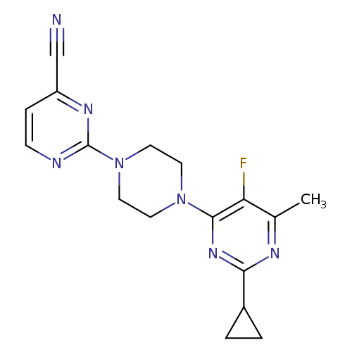 2-[4-(2-cyclopropyl-5-fluoro-6-methylpyrimidin-4-yl)piperazin-1-yl]pyrimidine-4-carbonitrile