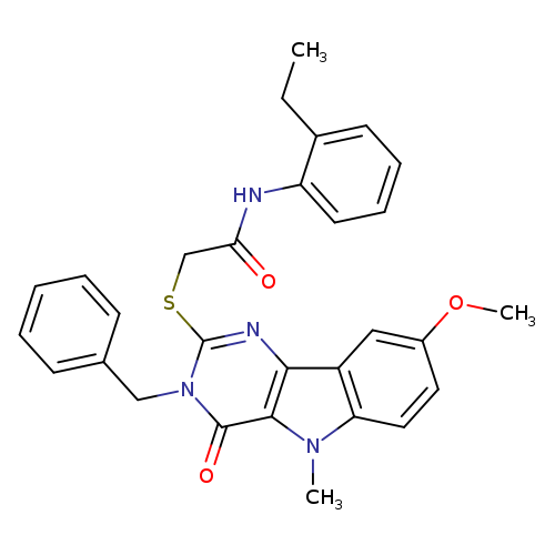 2-({3-benzyl-8-methoxy-5-methyl-4-oxo-3H,4H,5H-pyrimido[5,4-b]indol-2-yl}sulfanyl)-N-(2-ethylphenyl)acetamide