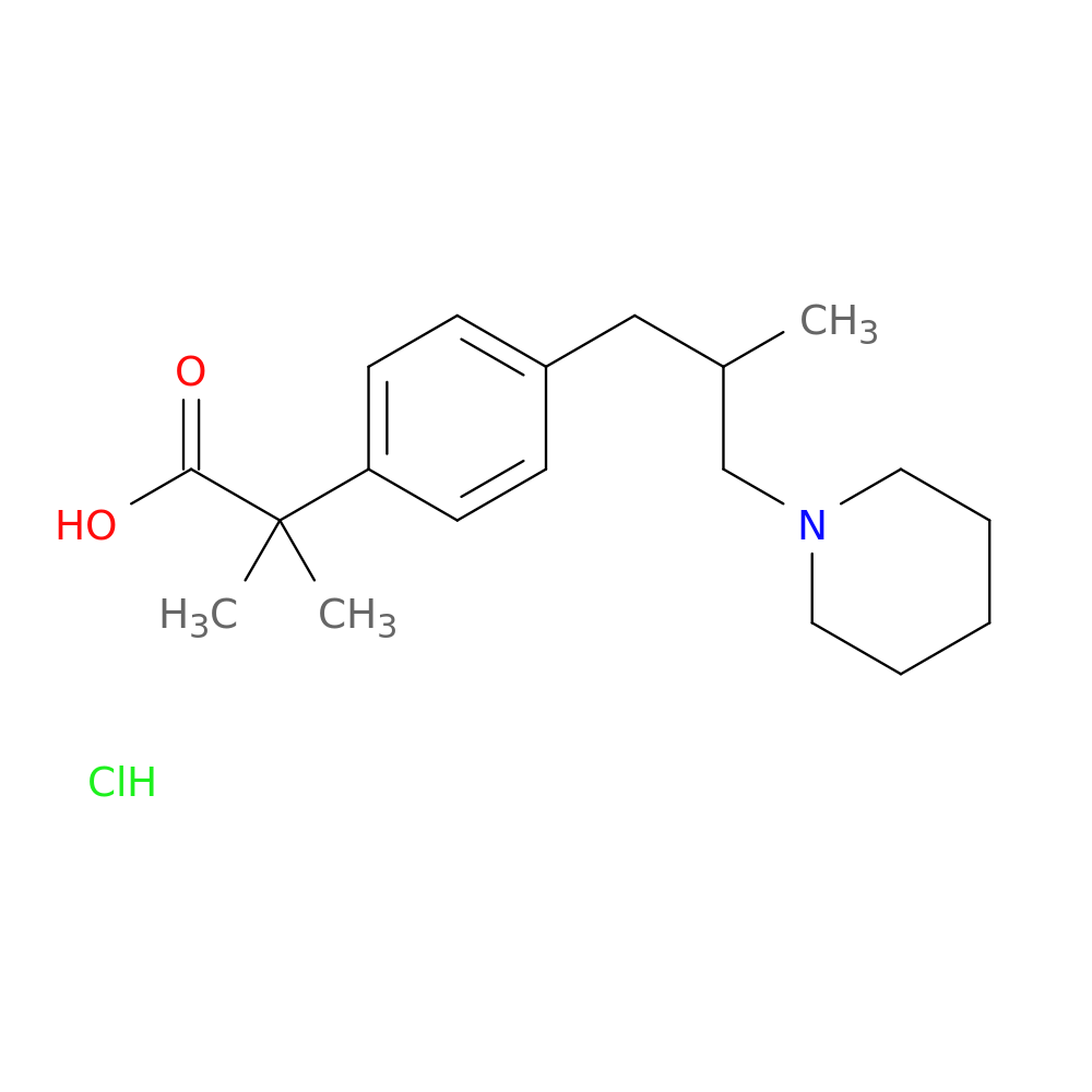 2-methyl-2-{4-[2-methyl-3-(piperidin-1-yl)propyl]phenyl}propanoic acid hydrochloride