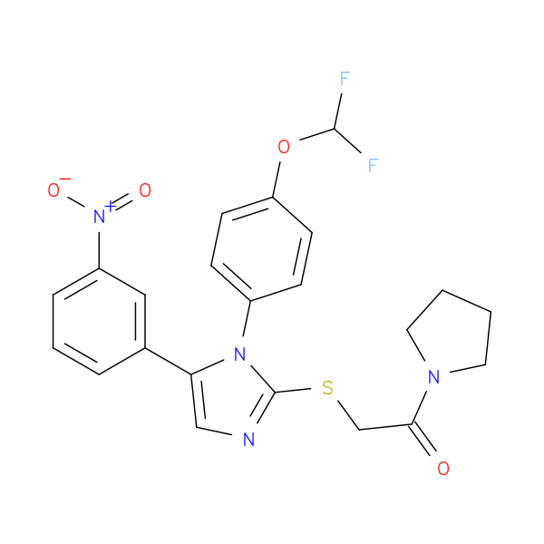2-({1-[4-(difluoromethoxy)phenyl]-5-(3-nitrophenyl)-1H-imidazol-2-yl}sulfanyl)-1-(pyrrolidin-1-yl)ethan-1-one