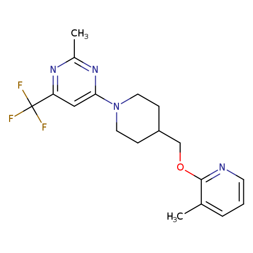 2-methyl-4-(4-{[(3-methylpyridin-2-yl)oxy]methyl}piperidin-1-yl)-6-(trifluoromethyl)pyrimidine