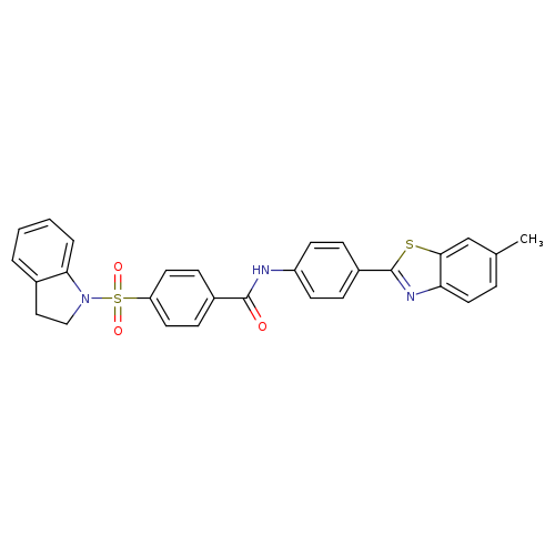 4-(2,3-dihydro-1H-indole-1-sulfonyl)-N-[4-(6-methyl-1,3-benzothiazol-2-yl)phenyl]benzamide
