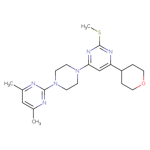 4-[4-(4,6-dimethylpyrimidin-2-yl)piperazin-1-yl]-2-(methylsulfanyl)-6-(oxan-4-yl)pyrimidine