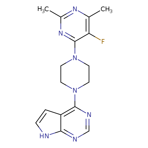5-fluoro-2,4-dimethyl-6-(4-{7H-pyrrolo[2,3-d]pyrimidin-4-yl}piperazin-1-yl)pyrimidine