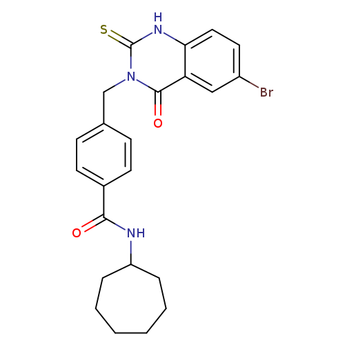 4-[(6-bromo-4-oxo-2-sulfanylidene-1,2,3,4-tetrahydroquinazolin-3-yl)methyl]-N-cycloheptylbenzamide