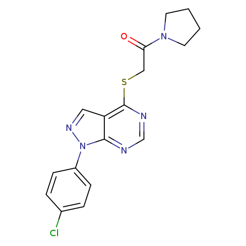 2-{[1-(4-chlorophenyl)-1H-pyrazolo[3,4-d]pyrimidin-4-yl]sulfanyl}-1-(pyrrolidin-1-yl)ethan-1-one