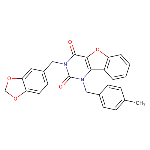 5-[(2H-1,3-benzodioxol-5-yl)methyl]-3-[(4-methylphenyl)methyl]-8-oxa-3,5-diazatricyclo[7.4.0.0^{2,7}]trideca-1(9),2(7),10,12-tetraene-4,6-dione