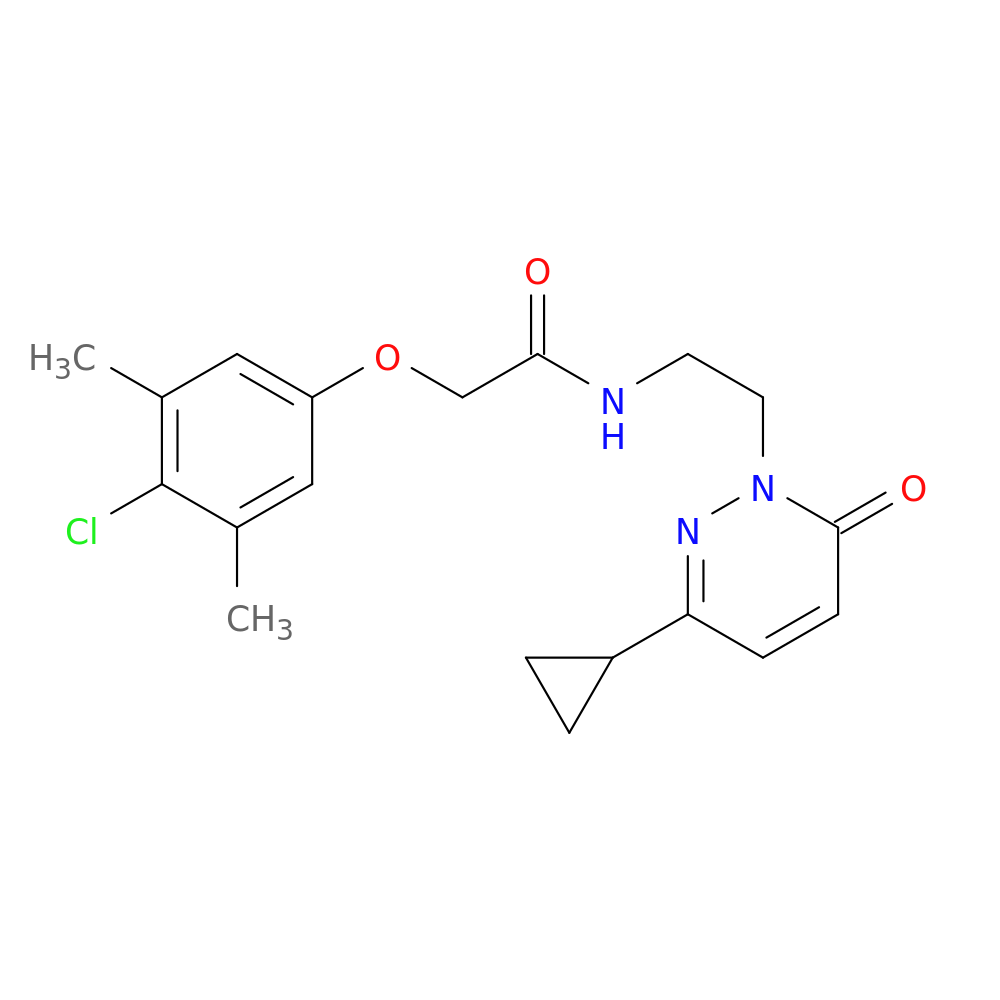 2-(4-chloro-3,5-dimethylphenoxy)-N-[2-(3-cyclopropyl-6-oxo-1,6-dihydropyridazin-1-yl)ethyl]acetamide