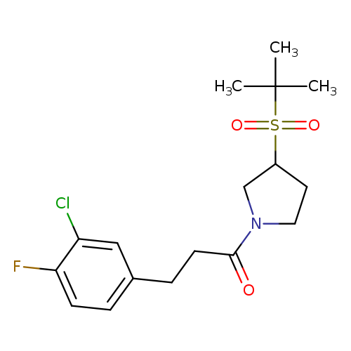 3-(3-chloro-4-fluorophenyl)-1-[3-(2-methylpropane-2-sulfonyl)pyrrolidin-1-yl]propan-1-one