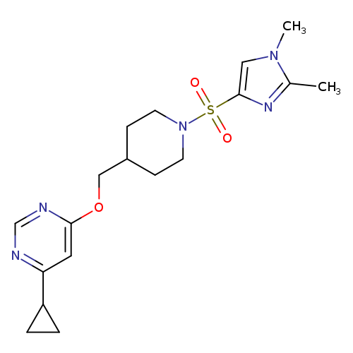 4-cyclopropyl-6-({1-[(1,2-dimethyl-1H-imidazol-4-yl)sulfonyl]piperidin-4-yl}methoxy)pyrimidine