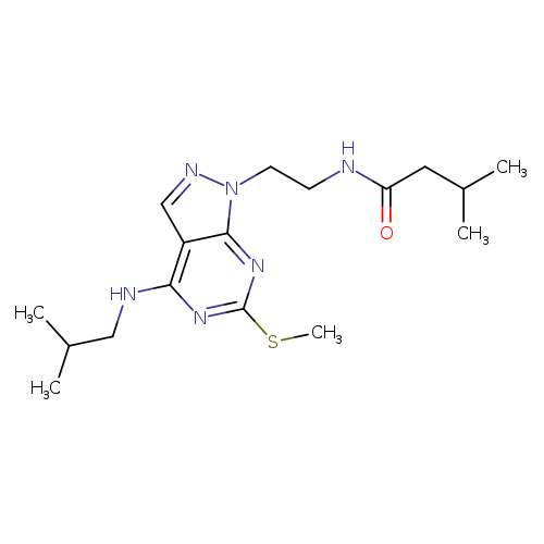 3-methyl-N-(2-{4-[(2-methylpropyl)amino]-6-(methylsulfanyl)-1H-pyrazolo[3,4-d]pyrimidin-1-yl}ethyl)butanamide