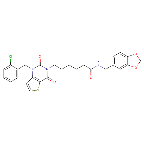 N-[(2H-1,3-benzodioxol-5-yl)methyl]-6-{1-[(2-chlorophenyl)methyl]-2,4-dioxo-1H,2H,3H,4H-thieno[3,2-d]pyrimidin-3-yl}hexanamide