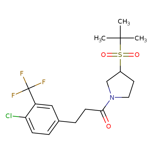 3-[4-chloro-3-(trifluoromethyl)phenyl]-1-[3-(2-methylpropane-2-sulfonyl)pyrrolidin-1-yl]propan-1-one