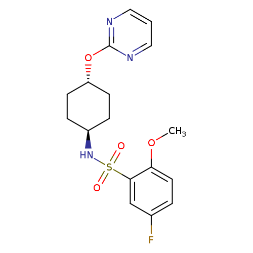5-fluoro-2-methoxy-N-[(1r,4r)-4-(pyrimidin-2-yloxy)cyclohexyl]benzene-1-sulfonamide