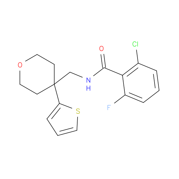 2-chloro-6-fluoro-N-{[4-(thiophen-2-yl)oxan-4-yl]methyl}benzamide