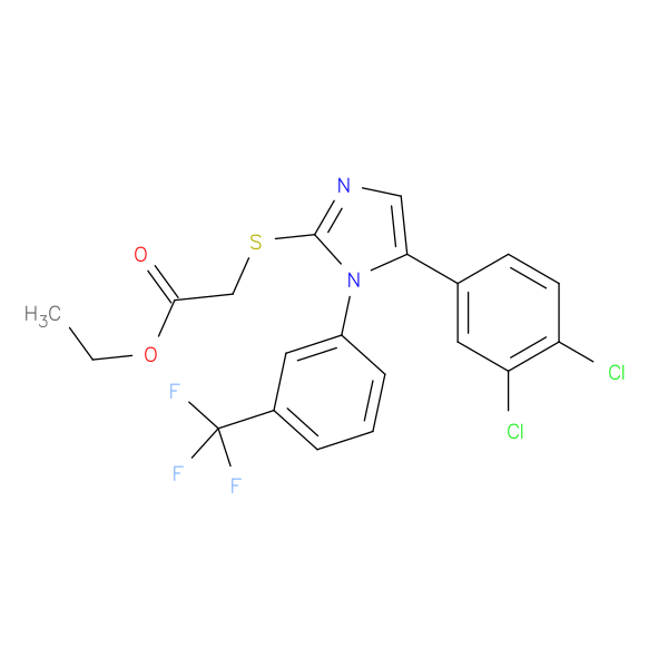 ethyl 2-{[5-(3,4-dichlorophenyl)-1-[3-(trifluoromethyl)phenyl]-1H-imidazol-2-yl]sulfanyl}acetate
