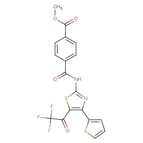 methyl 4-{[4-(thiophen-2-yl)-5-(2,2,2-trifluoroacetyl)-1,3-thiazol-2-yl]carbamoyl}benzoate