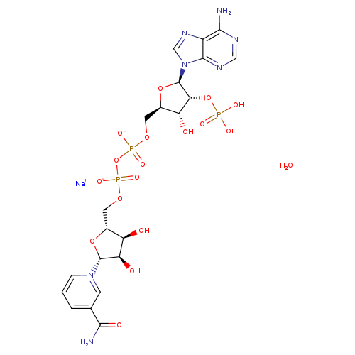 Adenosine 5'-(trihydrogen diphosphate), 2'-(dihydrogen phosphate), P'→5' ester with 3-(aminocarbonyl)-1-β-D-ribofuranosylpyridinium, inner salt, monosodium salt, hydrate
