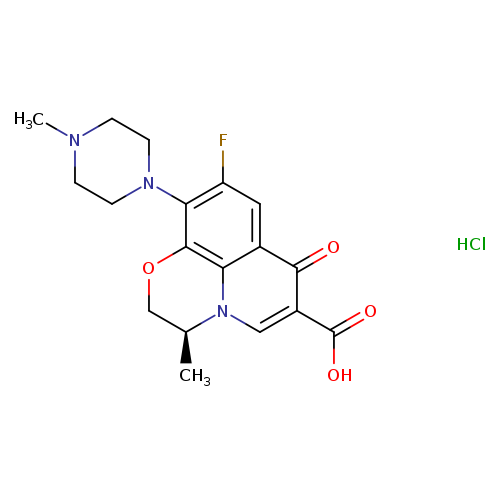 7H-Pyrido[1,2,3-de]-1,4-benzoxazine-6-carboxylic acid, 9-fluoro-2,3-dihydro-3-methyl-10-(4-methyl-1-piperazinyl)-7-oxo-, hydrochloride (1:1), (3S)-